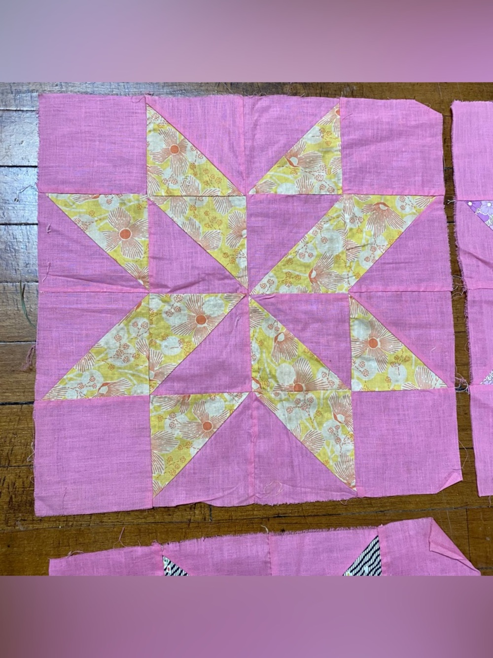 Set of 9 Vintage 8 Point Star Feed Sack Quilt Blocks 15 1/2” x 15 1/2” each - Picture 10 of 10